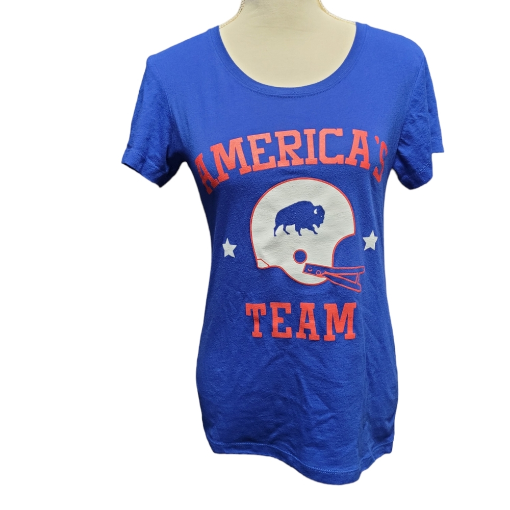 Buffalo Bills blue America's Team helmet short sleeved t-shirt
